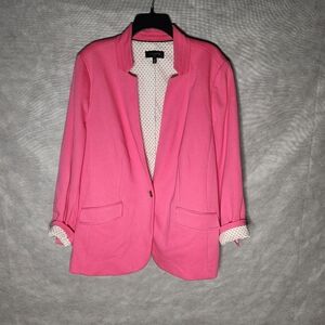 Talbots Plus Pink Jacket With Polka Dot Lining